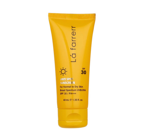 کرم ضد آفتاب و ضد لک بی رنگ لافارر مدل SPF30 مناسب پوست نرمال و خشک حجم 40 میلی لیتر