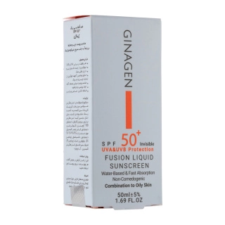 ضد آفتاب بی رنگ ژیناژن مدل Fusion liquid مناسب پوست چرب 50 میلی لیتر